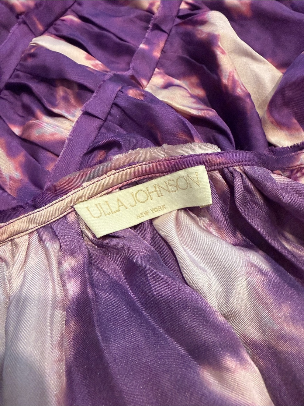 Ulla Johnson Purple and Cream Tie-Dye Ruffle Dress - Picture 2 of 6